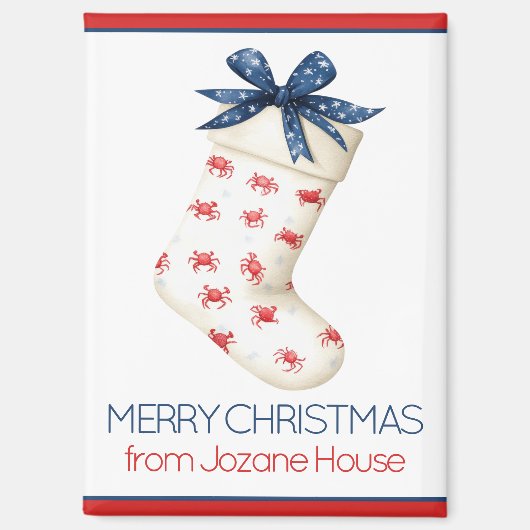 Kust Rode Krab Kerstkous Magneet (Voorkant)