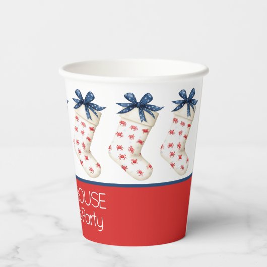 Kust Rode Krab Kerstkous Papieren Bekers (Achterkant)