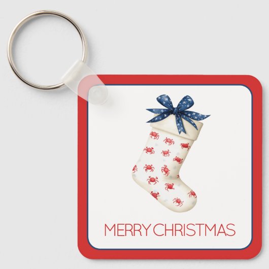 Kust Rode Krab Kerstkous Sleutelhanger (Voorkant)