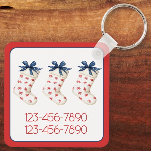 Kust Rode Krab Kerstkous Sleutelhanger (Achterkant)