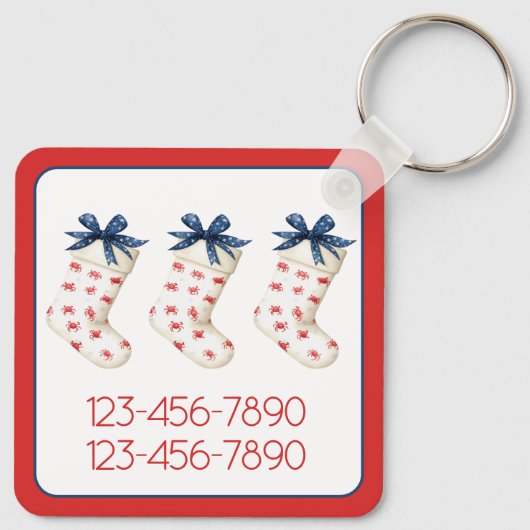 Kust Rode Krab Kerstkous Sleutelhanger (Achterkant)