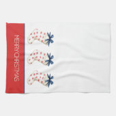 Kust Rode Krab Kerstkous Theedoek (Horizontaal)