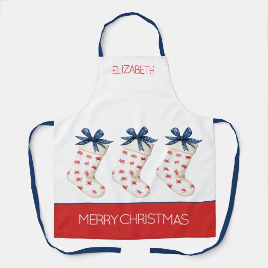 Kust Rode Krab Kerstkousen Schort (Voorkant)