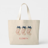 Kust Rode Krab Kerstmuts Grote Tote Bag (Achterkant)