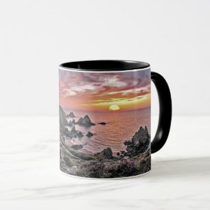 Kust Rotsachtig Strand Zonsondergang Natuur Zeelan Mok