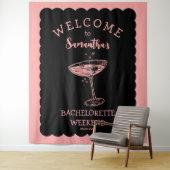 Kust Roze Bachelorette Feest Achtergrond Cocktail Wandkleed (In situ)