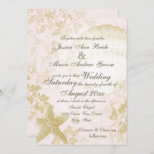 Kust roze blush kaart (Voorkant / Achterkant)