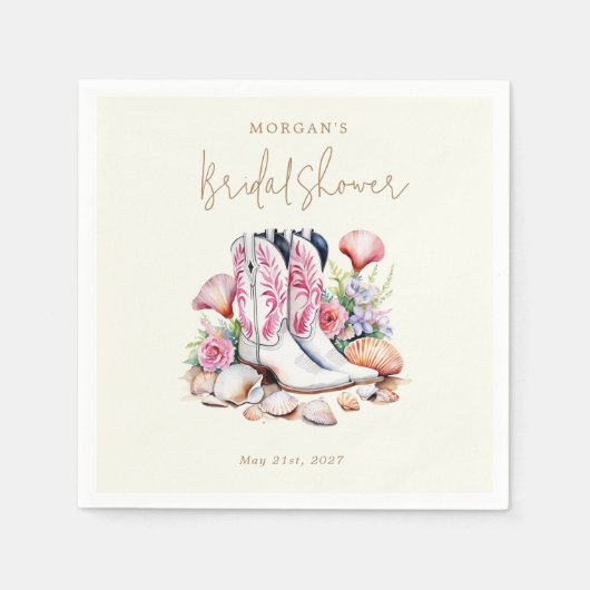 Kust Roze Cowgirl Bruiloftsfeest Servet (Voorkant)