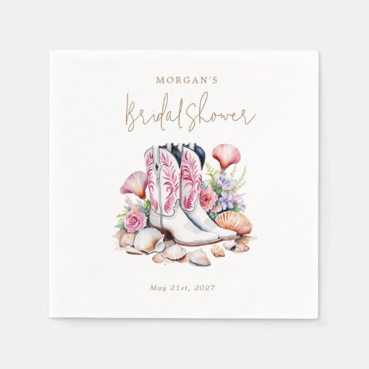 Kust Roze Cowgirl Bruiloftsfeest Servet (Voorkant)