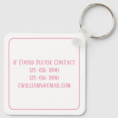 Kust Roze en Witte Aquarel Strik Monogram Sleutelhanger (Achterkant)