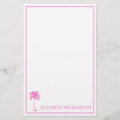 Kust Roze Palmetto Palm Boom Persoonlijk Briefpapier (Voorkant)
