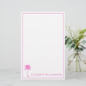 Kust Roze Palmetto Palm Boom Persoonlijk Briefpapier (Staand voorkant)