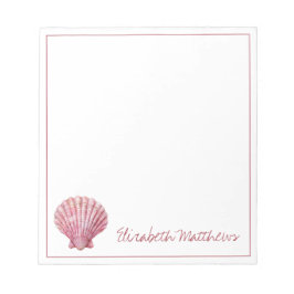 Kust Roze Schelp op Witte Gepersonaliseerde Notitieblok