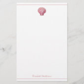 Kust Roze Schelp op Witte Persoonlijke Uitvoering Briefpapier (Voorkant)