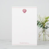 Kust Roze Schelp op Witte Persoonlijke Uitvoering Briefpapier (Staand voorkant)