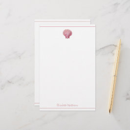 Kust Roze Schelp op Witte Persoonlijke Uitvoering Briefpapier