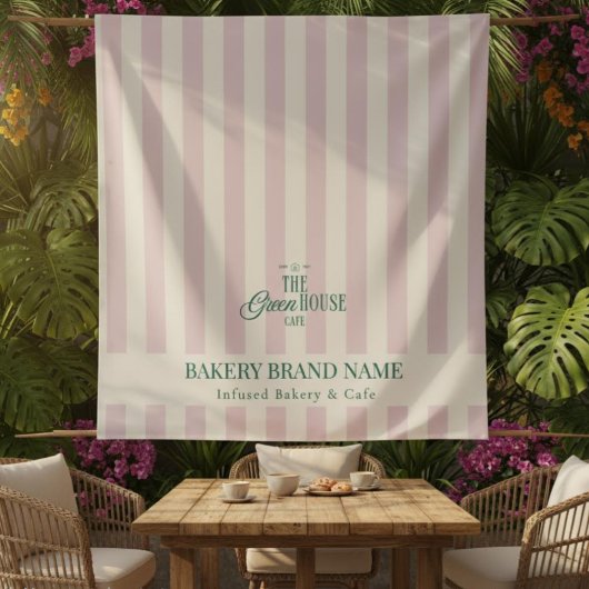 Kust Roze Strepen Bakkerij Logo Tafel Runner Wandkleed