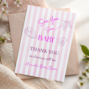 Kust Roze Strepen Meisje Zee Binnenkort Jij Baby S Bedankkaart