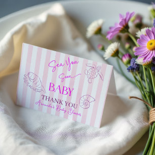 Kust Roze Strepen Meisje Zee Binnenkort Jij Baby S Bedankkaart