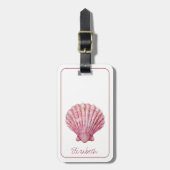 Kust Roze Zeeschelp op Wit Gepersonaliseerd Bagagelabel (Voorkant verticaal)