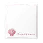 Kust Roze Zeeschelp op Wit Gepersonaliseerd Notitieblok (Voorkant)