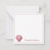 Kust Roze Zeeschelp op Wit Gepersonaliseerd Notitiekaartje (Voorkant)
