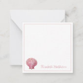 Kust Roze Zeeschelp op Wit Gepersonaliseerd Notitiekaartje (Voorkant)