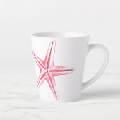 Kust Roze Zeester Aquarel Kunst Latte Mok (Rechts)