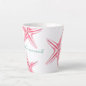 Kust Roze Zeester Aquarel Kunst Latte Mok (Voorkant)