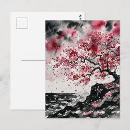 Kust Sakura - Watercolor Stijl Kersenbloesem Briefkaart
