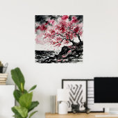 Kust Sakura - Watercolor Stijl Kersenbloesem Poster (Thuiskantoor)
