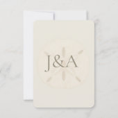 Kust Sand Dollar Huwelijk RSVP Kaartje (Achterkant)