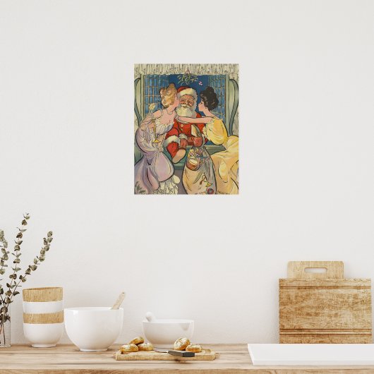 Kust Santa Claus Vintage Kerstmis Poster (Keuken)