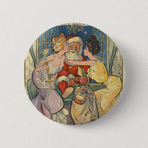 Kust Santa Claus Vintage Kerstmis Ronde Button 5,7 Cm