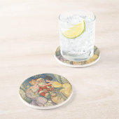 Kust Santa Claus Vintage Kerstmis Zandsteen Onderzetter (Zijkant)