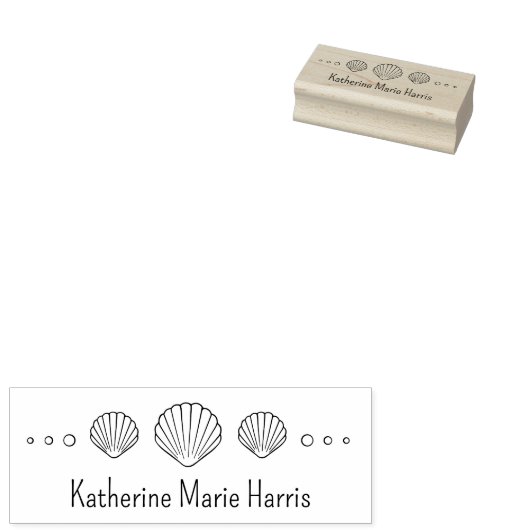 Kust Scallop Seashells gepersonaliseerd Rubberstempel (Gestempeld)