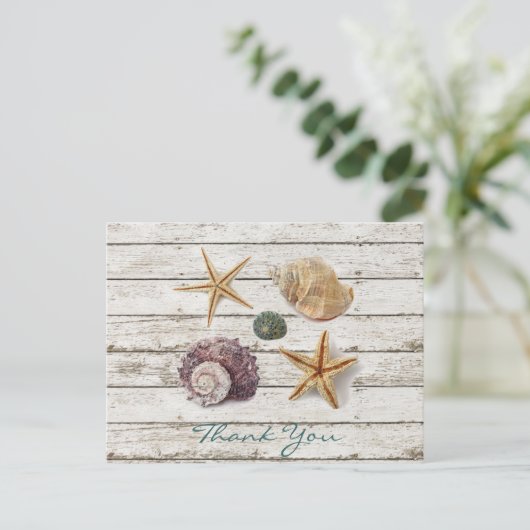 Kust schelpen zomer strand bruiloft dank u briefkaart (Staand voorkant)