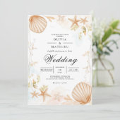 Kust Seashell Botanische Romance bruiloft Kaart (Staand voorkant)