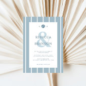 Kust Seashell Monogram Blauw QR Code Huwelijk Kaart