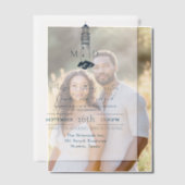 Kust Seaside Beach Nautische vuurtoren bruiloft Vellum Uitnodigingen (Offset (Koppel))