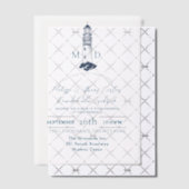 Kust Seaside Beach Nautische vuurtoren bruiloft Vellum Uitnodigingen (Offset (Uitnodiging))
