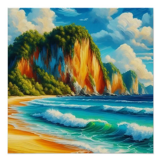 Kust Serenity Majestic Cliffs & rustige oevers Perfect Poster (Voorkant)