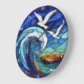 Kust Skies Glas in lood Zeeen Zeemeeuw Oceaan Grote Klok (Hoek)