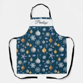 Kust Sneeuwvlokken & Nautische Elementen Patroon Schort (Voorkant)