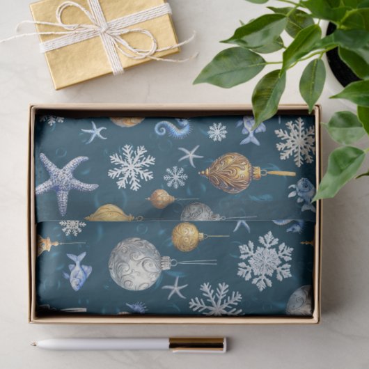 Kust Sneeuwvlokken & Nautische Elementen Patroon Tissuepapier (Geschenk)