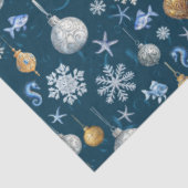 Kust Sneeuwvlokken & Nautische Elementen Patroon Tissuepapier (Detail)