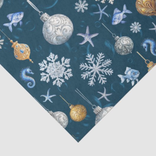 Kust Sneeuwvlokken & Nautische Elementen Patroon Tissuepapier (Detail)