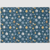 Kust Sneeuwvlokken & Nautische Elementen Patroon Tissuepapier (Voorkant)