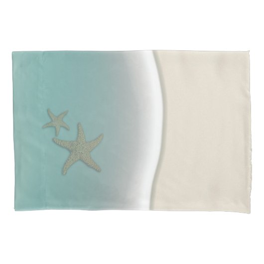 Kust Starfish Ocean Beach Zand & Aqua Water Kussensloop (Voorkant-Links)