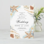 Kust Starfish Waterverf Beach Wedding Kaart (Staand voorkant)